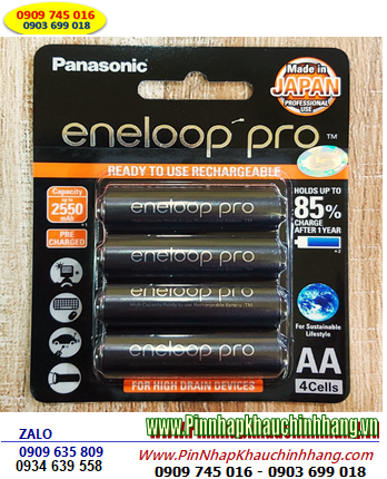 Panasonic BK-3HCCE/4BT, Pin sạc AA2550mAh Panasonic Eneloop Pro BK-3HCCE/4BT, Xuất xứ Nhật (Vỉ 4viên)