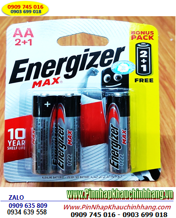 Energizer E91, LR6; Pin AA 1.5v Alkaline Energizer E91-BP3 chính hãng (Xuất xứ Singapore) Vỉ 3viên