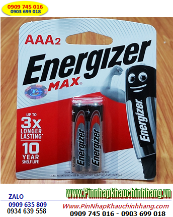 Pin AAA 1.5v Energizer Max E92BP2 Made in Singapore (Vỉ 2 viên)