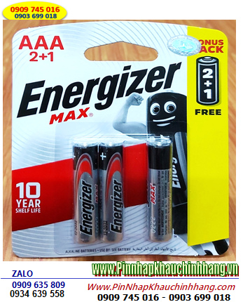 Energizer E92-BP3; Pin AAA 1.5v Alkaline Energizer E92-BP3 (Singapore) Vỉ 3viên