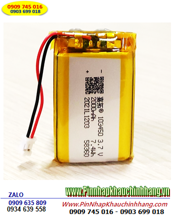 LiPolymer 103450, Pin sạc 3.7v Li-Polymer 103450 (10mmx34mmx50mm) 2000mAh có mạch sẳn