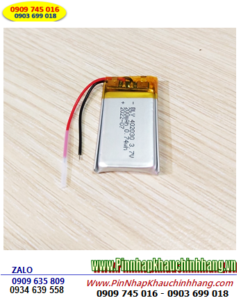 Lipolymer 402030, Pin sạc 3.7v Li-polymer LP-402030 (4.0mmx20mmx30mm) 200mAh có mạch sẳn