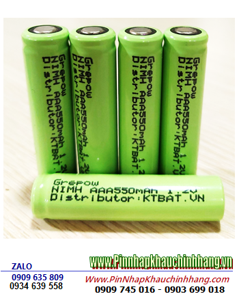 NiMh 1.2v AAA550mAh; Cell pin sạc NiMh 1.2v AAA550mAh; Pin sạc đầu bằng NiMh 1.2v AAA550mAh