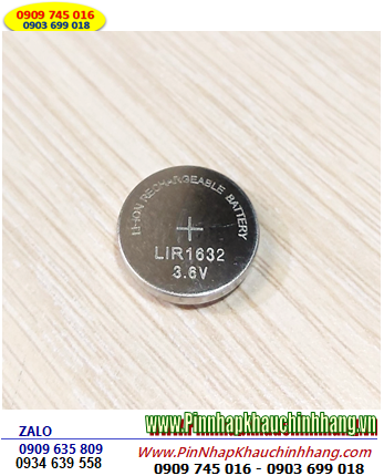 Pin LIR1632, Pin sạc 3.6v Lithium Li-ion LIR1632 (25mAh, 16mmx3.2mm)