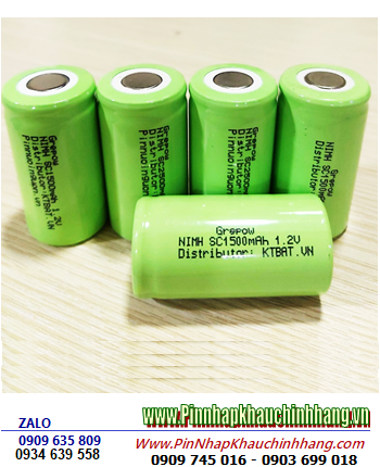 NiMh 1.2v SC1500mAh; Cell pin sạc NiMh 1.2v SC1500mAh; Pin sạc công nghiệp đầu bằng NiMh 1.2v SC1500mAh