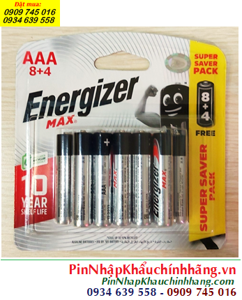 Pin Energizer E92-BP12; Pin AAA 1.5v Alkaline Energizer E92-BP12 Made in Singapore |Vỉ 12viên