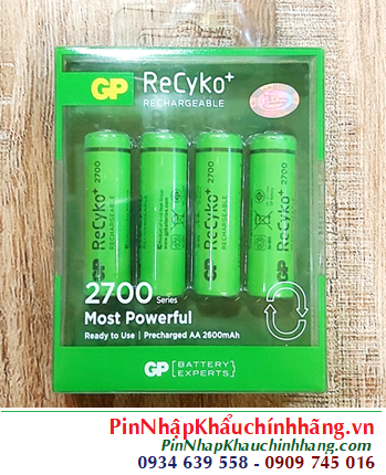 GP Recyko GP270AAHCE-2GBAS4, Pin sạc AA 2700mAh 1.2v GP270AAHCE-2GBAS4 (Vỉ 4viên)