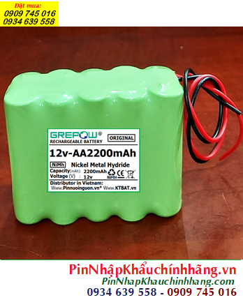 Pin sạc 12v-AA2200mAh, Pin sạc NiMh 12v-AA2200mAh, Pin GREPOW 12v-AA2200mAh chính hãng