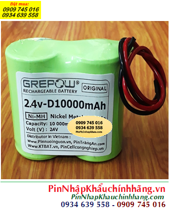 Pin sạc 2.4v D10000mAh; Pin sạc công nghiệp NiMh 2.4v D10000mAh, Pin chất lượng cao Grepow 2.4V-D10000mAh