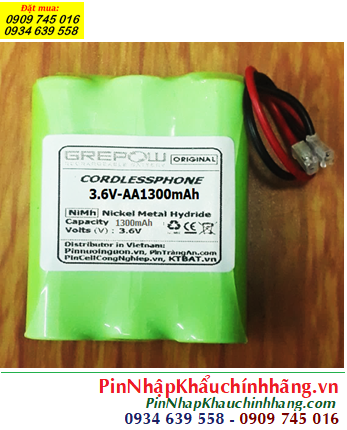 Pin sạc 3.6v-AA1300mAh, Pin điện thoại bàn không dây NiMh 3.6V-AA1300mAh chính hãng/B.hành 06 tháng