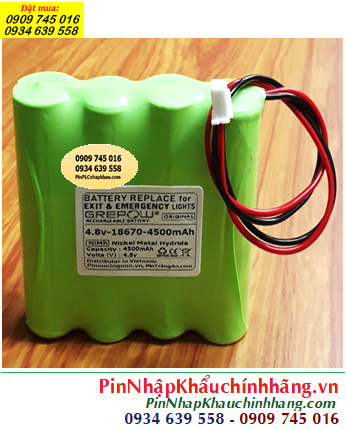 Pin đèn exit thoát hiểm 4.8v-18670-4500mAh, Pin đèn sự cố khẩn cấp 4.8v-18670-4500mAh chính hãng 