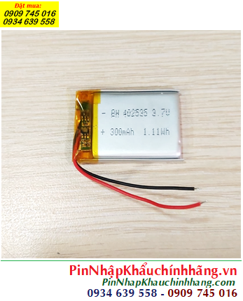 Lipo 402035, Pin sạc 3.7v Li-Polymer 402035 (230mAh, 4mmx20mmx35mm) /Đã gắn sẳn mạch sạc