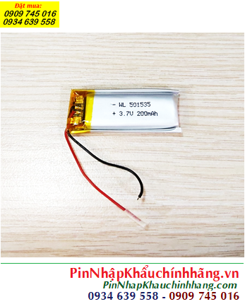 Lipolymer 501535, Pin sạc 3.7v Li-polymer 501535 (5mmx15mmx35mm) 200mAh /Đã có mạch sẳn