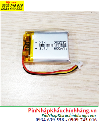 Lipolymer 582535, Pin sạc 3.7v Li-polymer 582535 (5.8mmx25mmx35mm) 600mAh /Đã có mạch sẳn