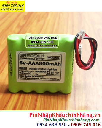 Pin sạc 6v-AAA800mAh, Pin sạc NiMh 6v-AAA800mAh, Pin sạc công nghiệp GREPOW 6v-AAA800mAh chính hãng