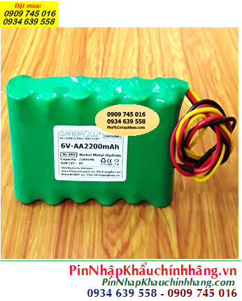 Pin sạc 6v-AA2200mAh, Pin sạc NiMh 6v-AA2200mAh, Pin GREPOW 6v-AA2200mAh chính hãng 