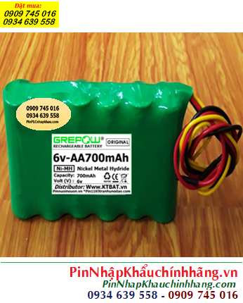 Pin sạc 6v-AA700mAh, Pin sạc NiMh 6v-AA700mAh, Pin GREPOW 6v-AA700mAh chính hãng