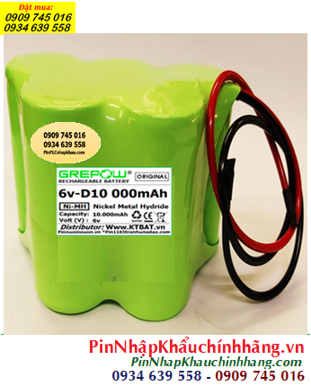 Pin sạc 6v-D10000mAh, Pin sạc NiMh 6v-D10000mAh, Pin GREPOW 6v-D10000mAh chính hãng 