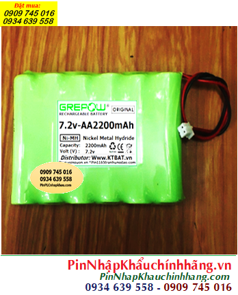 Pin sạc 7.2v-AA2200mAh, Pin sạc NiMh 7.2v-AA2200mAh, Pin GREPOW 7.2v-AA2200mAh chính hãng 