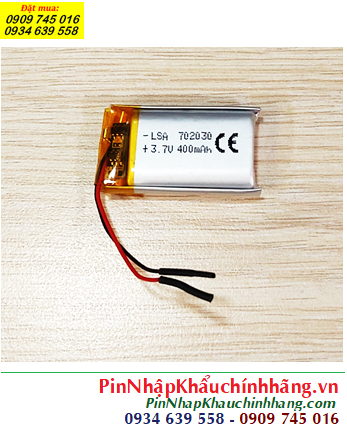 Lipo 702030, Pin sạc 3.7v Li-Polymer 702030 (40mAh, 7mmx20mmx30mm) /Đã gắn sẳn mạch sạc