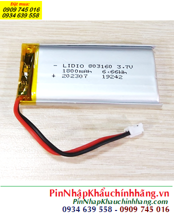 Lipolymer 803160, Pin sạc 3.7v Li-polymer 803160 (8mmx31mmx60mm) 1800mAh /Đã có mạch sẳn