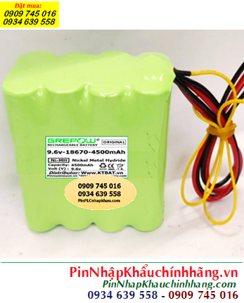 Pin sạc 9.6v-18670-4500mAh, Pin sạc NiMh 9.6v-18670-4500mAh, Pin GREPOW 9.6v-18670-4500mAh