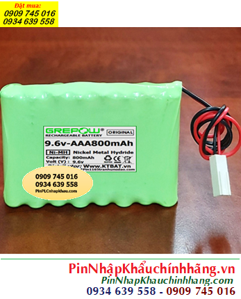 Pin sạc 9.6v-AA800mAh, Pin sạc NiMh 9.6v-AA800mAh, Pin GREPOW 9.6v-AA800mAh chính hãng