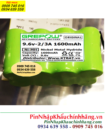 Pin sạc 9.6v-2/3A 1600mAh, Pin sạc NiMh 9.6v-2/3A 1600mAh, Pin GREPOW 9.6v-2/3A 1600mAh