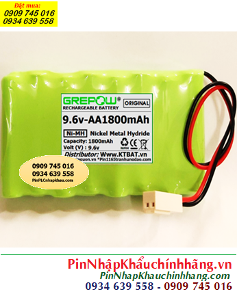 Pin sạc 9.6v-AA1800mAh, Pin sạc NiMh 9.6v-AA1800mAh, Pin GREPOW 9.6v-AA1800mAh chính hãng