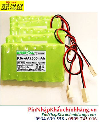 Pin sạc 9.6v-AA2500mAh, Pin sạc NiMh 9.6v-AA2500mAh, Pin GREPOW 9.6v-AA2500mAh chính hãng 