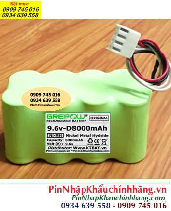 Pin sạc 9.6v-D8000mAh, Pin sạc NiMh 9.6v-D8000mAh, Pin sạc chất lượng cao GREPOW 9.6v-D8000mAh chính hãng