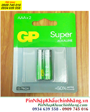 GP24AE-2BC2, Pin AAA 1.5v GP24AE-2BC2 Super Alkaline G-TECH 50% more power (Vỉ 02viên)