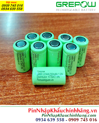 NiMh 1.2v 2/3AA-700mAh; Cell pin sạc NiMh 1.2v 2/3AA-700mAh; Pin sạc đầu bằng NiMh 1.2v 2/3AA-700mAh