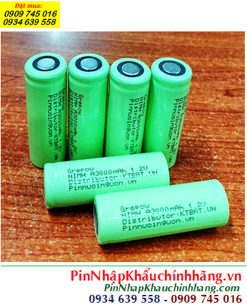 NiMh 1.2v A3000mAh; Cell pin sạc NiMh 1.2v A3000mAh; Pin sạc công nghiệp đầu bằng NiMh 1.2v A3000mAh