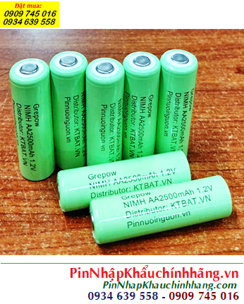 NiMh 1.2v AA2500mAh; Cell pin sạc NiMh 1.2v AA2500mAh; Pin sạc công nghiệp đầu bằng NiMh 1.2v AA2500mAh