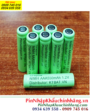 NiMh 1.2v AAA550mAh; Cell pin sạc NiMh 1.2v AAA550mAh; Pin sạc đầu bằng NiMh 1.2v AAA550mAh