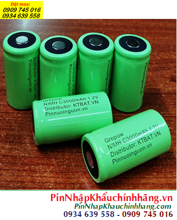 NiMh 1.2v C3000mAh; Cell pin sạc công nghiệp NiMh 1.2v C3000mAh; Pin sạc công nghiệp đầu bằng NiMh 1.2v C3000mAh
