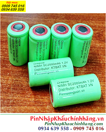 SC2000mAh, Cell pin sạc NiMh 1.2v SC2000mAh; Pin sạc công nghiệp đầu bằng NiMh 1.2v S2000mAh