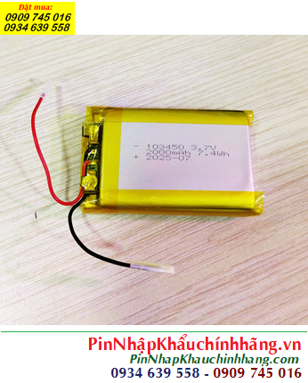 LiPolymer 103450, Pin sạc 3.7v Li-Polymer 103450 (10mmx34mmx50mm) 2000mAh có mạch sẳn