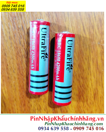 Ultrafire BRC18650-4200mAh, Pin sạc 3.7-4.2v Lithium Li-ion BRC18650-4200mAh đầu lồi sử dụng cho Đèn pin, Quạt